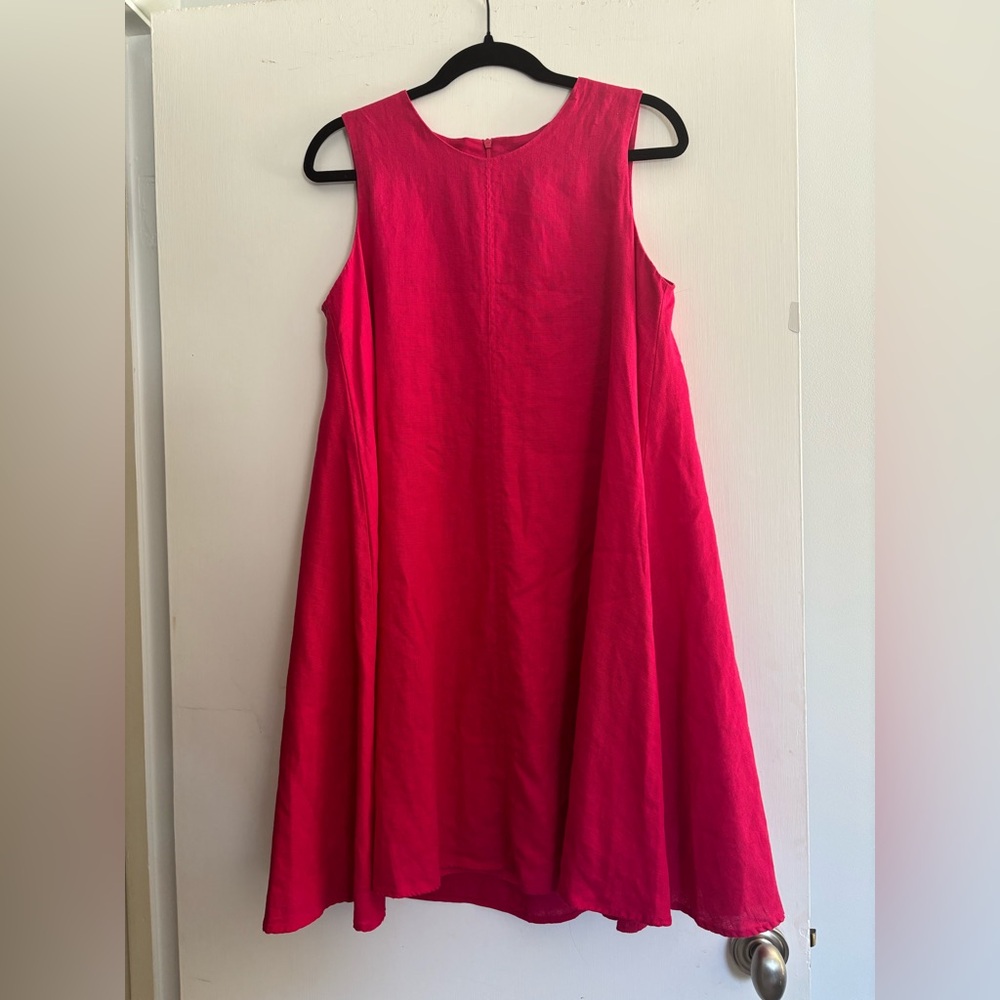 Maeve by Anthropologie Hot Pink Linen Shift Dress Size M